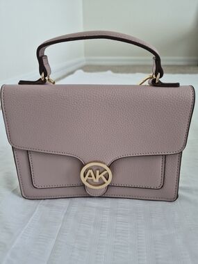 Anne Klein Blush Pink Top Handle Crossbody Bag Gold AK Logo